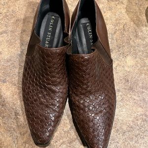 Coin Stuart Brown Woven Leather Ankle Boots 7.5